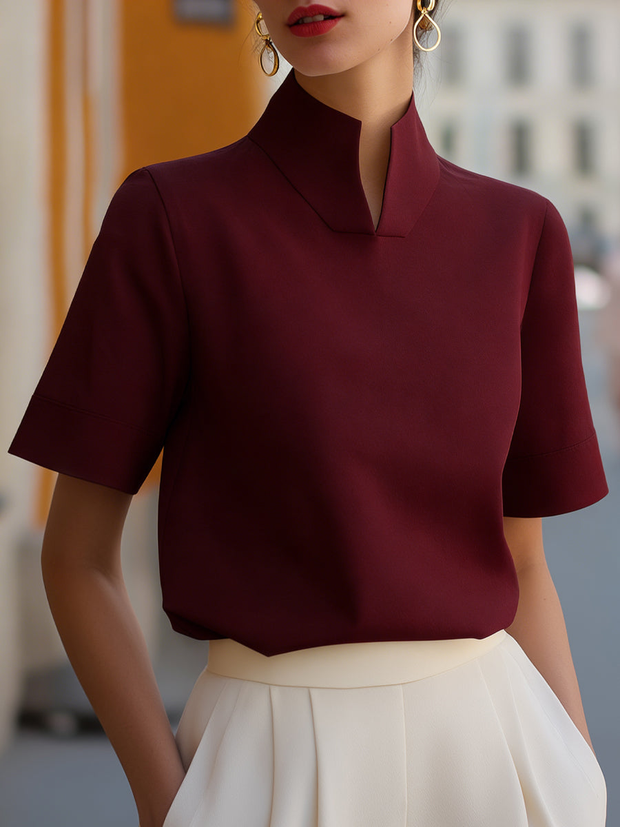 Aroha™ — Cămașă elegantă cu guler modern și mâneci scurte