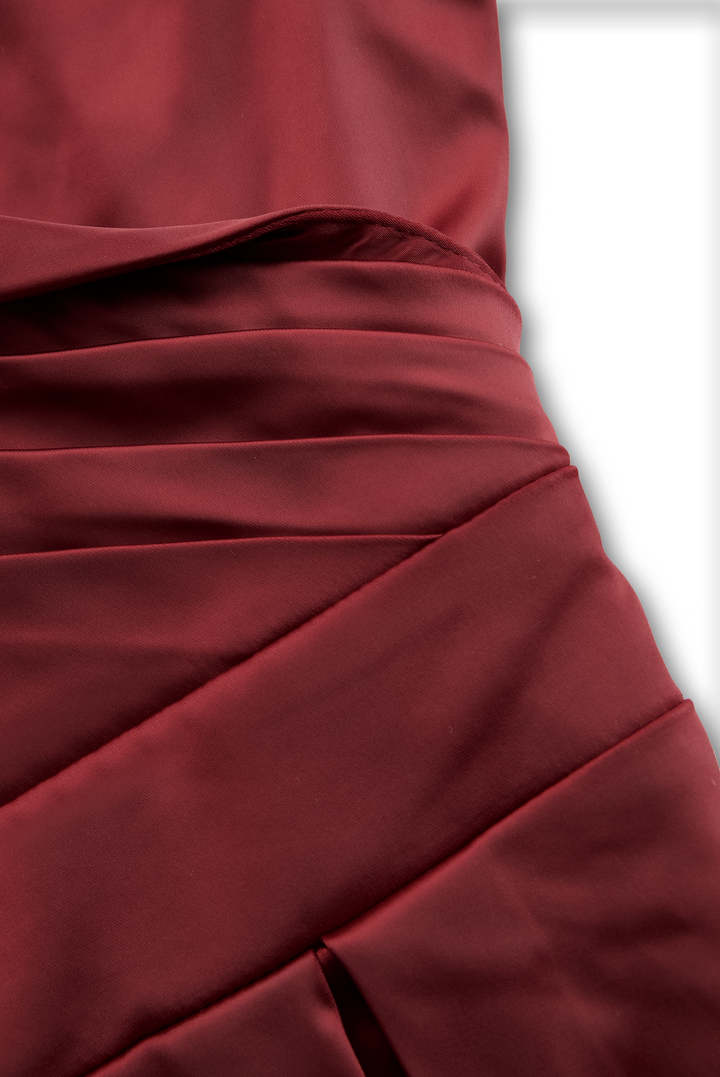 Aurora™ — Rochie midi din satin cu guler drapat