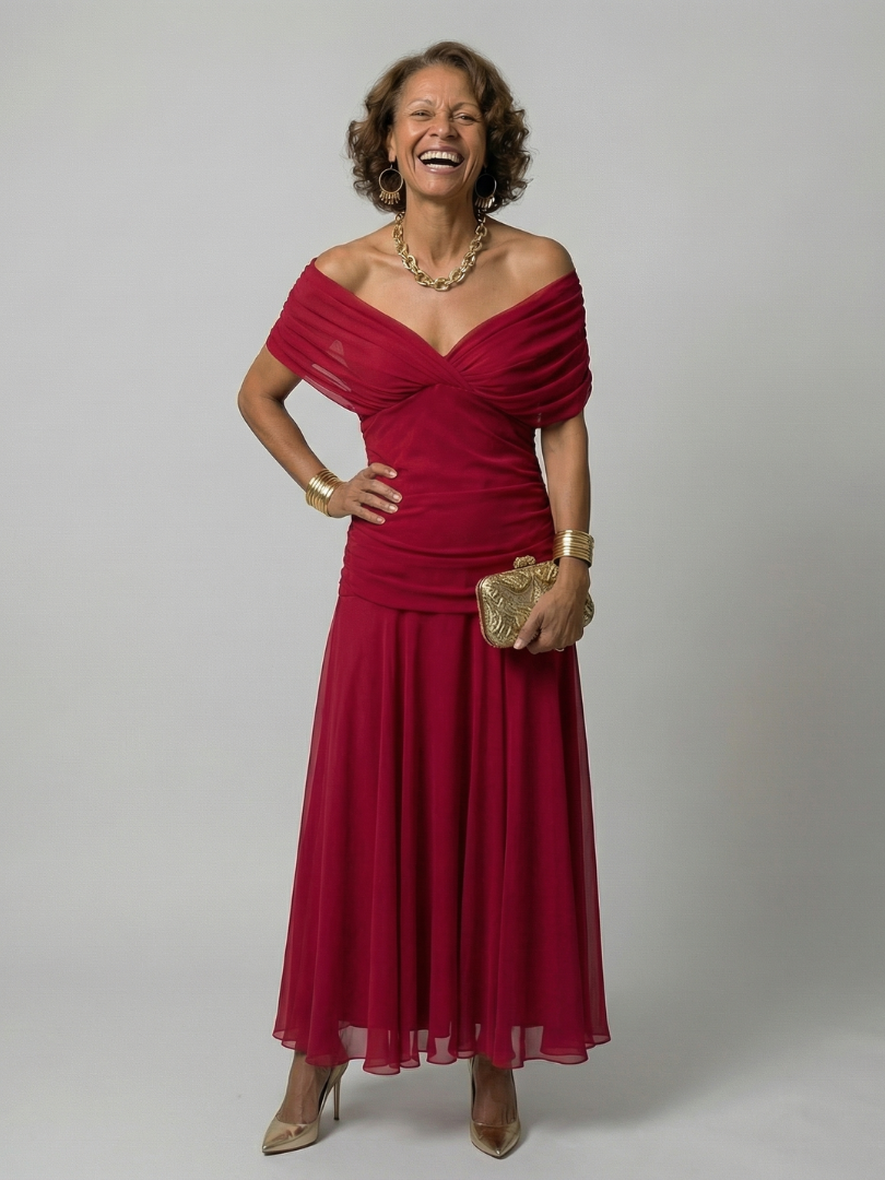 Calen | Rochie midi cu umerii goi