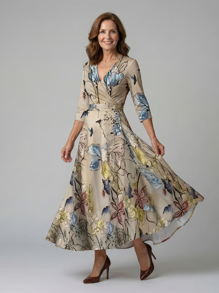 Celine | Rochie midi cu guler înfășurat