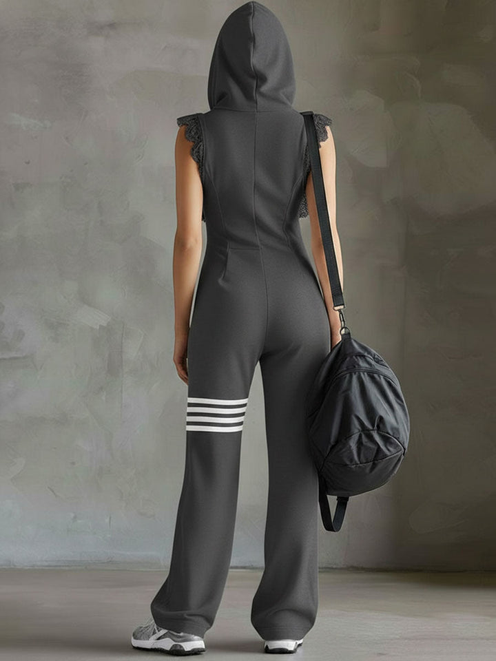 Giada™ — Salopetă sport retro cu glugă și dungi laterale