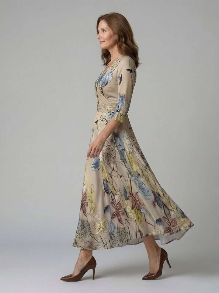 Celine | Rochie midi cu guler înfășurat