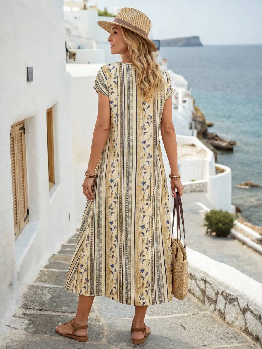 Veni™ — Rochie elegantă de vară cu imprimeu multicolor