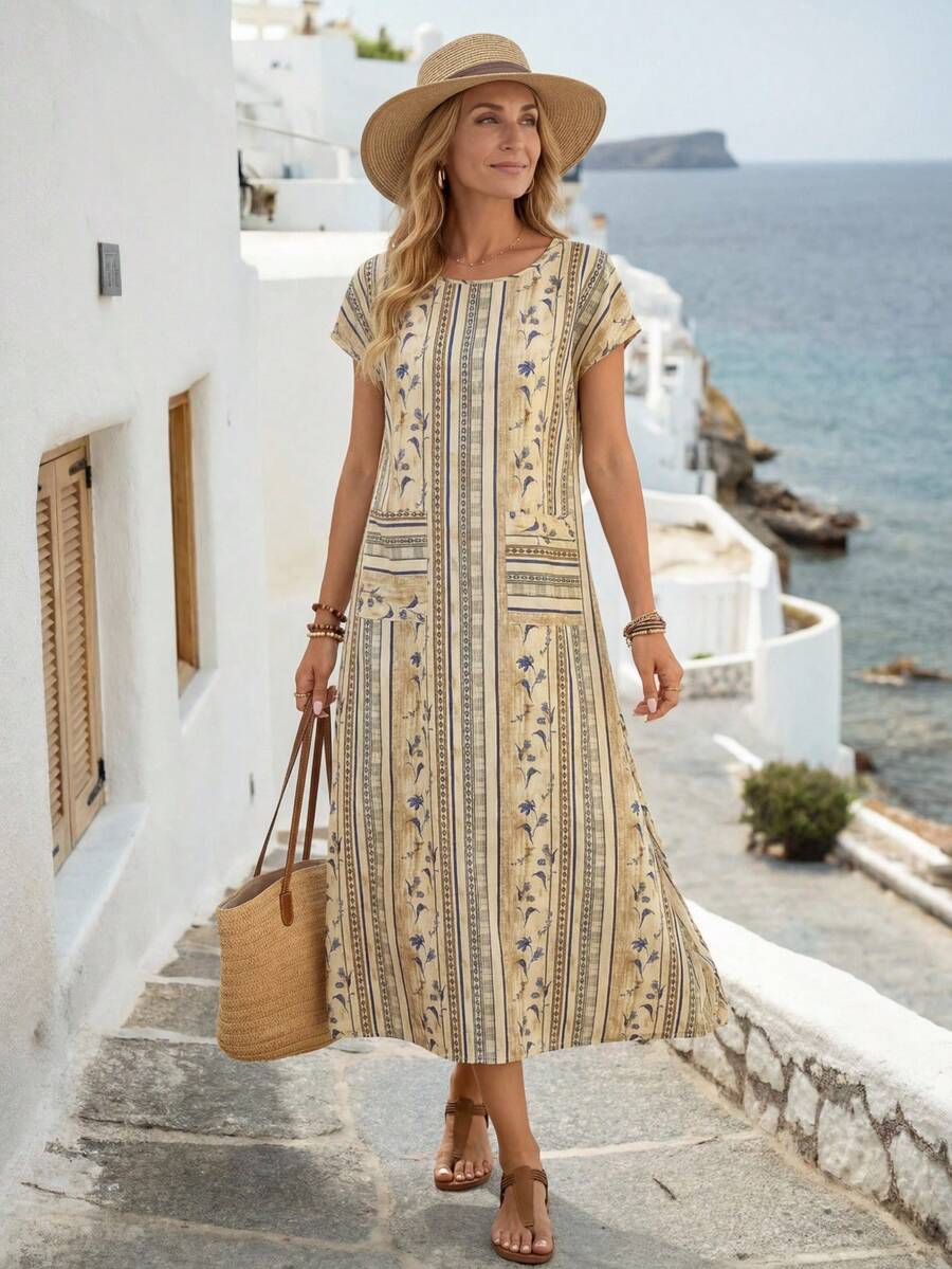Veni™ — Rochie elegantă de vară cu imprimeu multicolor
