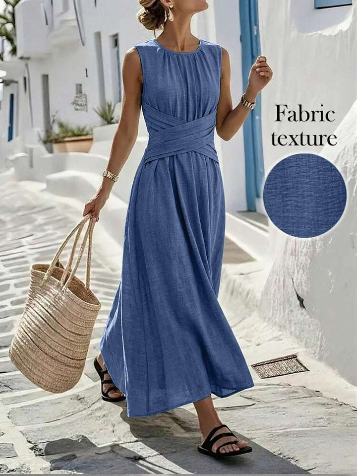 Ana™ — Rochie fără mâneci albastră cu talie încrucișată