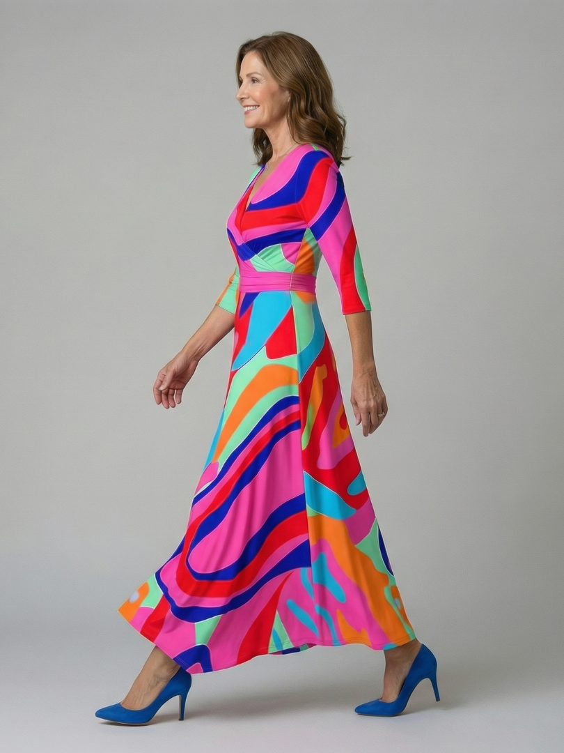 Celine | Rochie midi cu guler înfășurat
