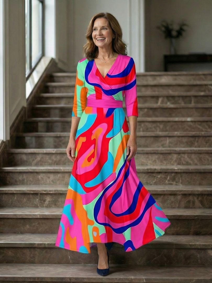 Celine | Rochie midi cu guler înfășurat