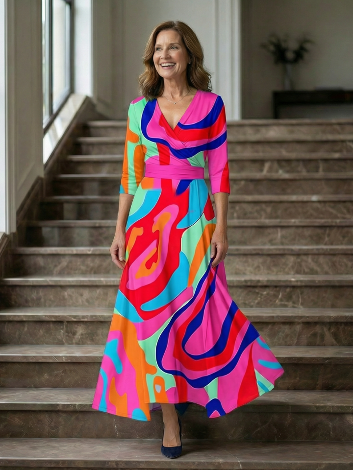 Celine | Rochie midi cu guler înfășurat