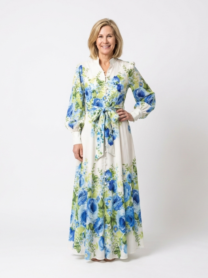 Harper | Rochie maxi cu mânecă lungă