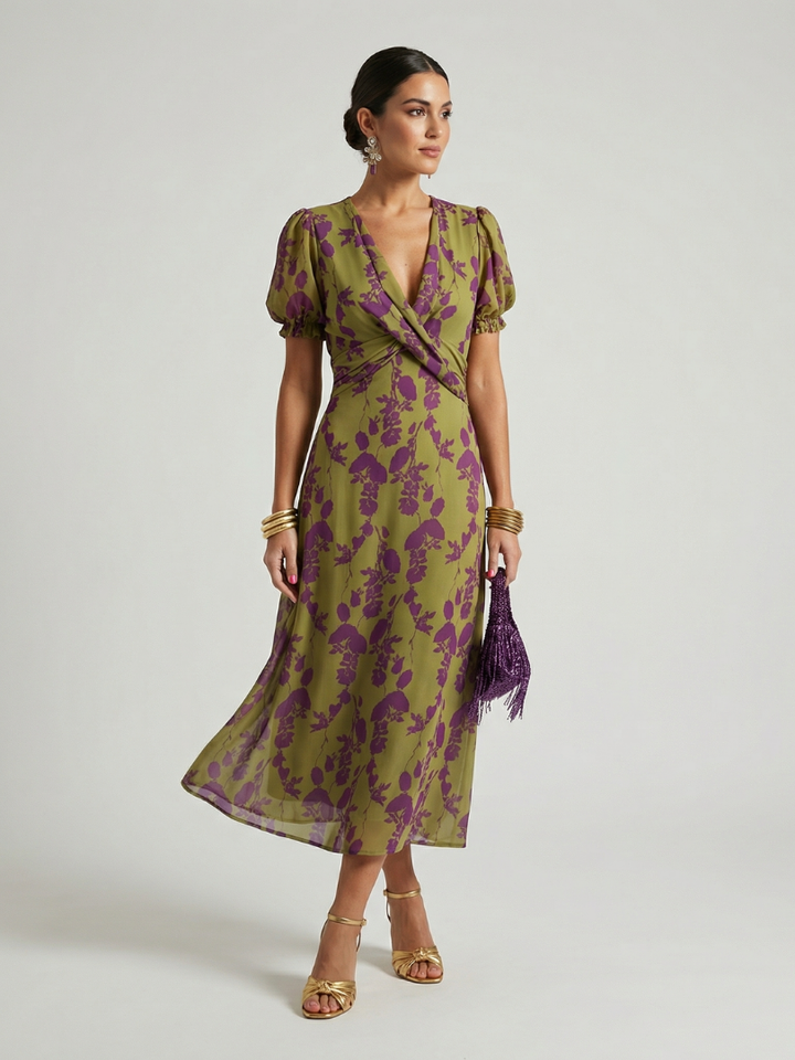 Virel | Rochie midi lejeră cu imprimeu floral