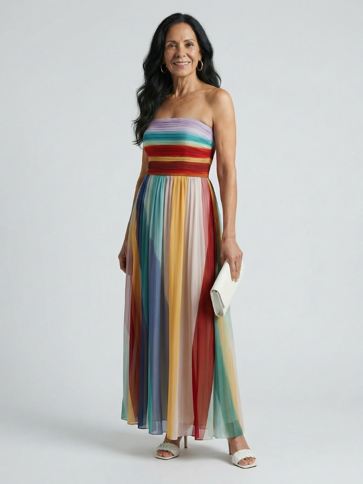 Serene | Rochie maxi cu dungi subtile