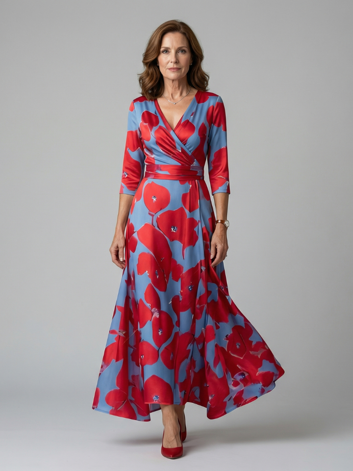 Celine | Rochie midi cu guler înfășurat