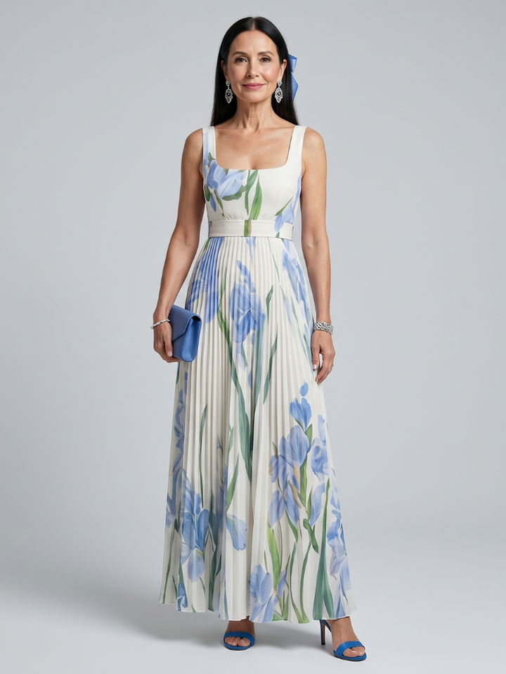 Ophelia | Rochie midi fără mâneci cu model floral