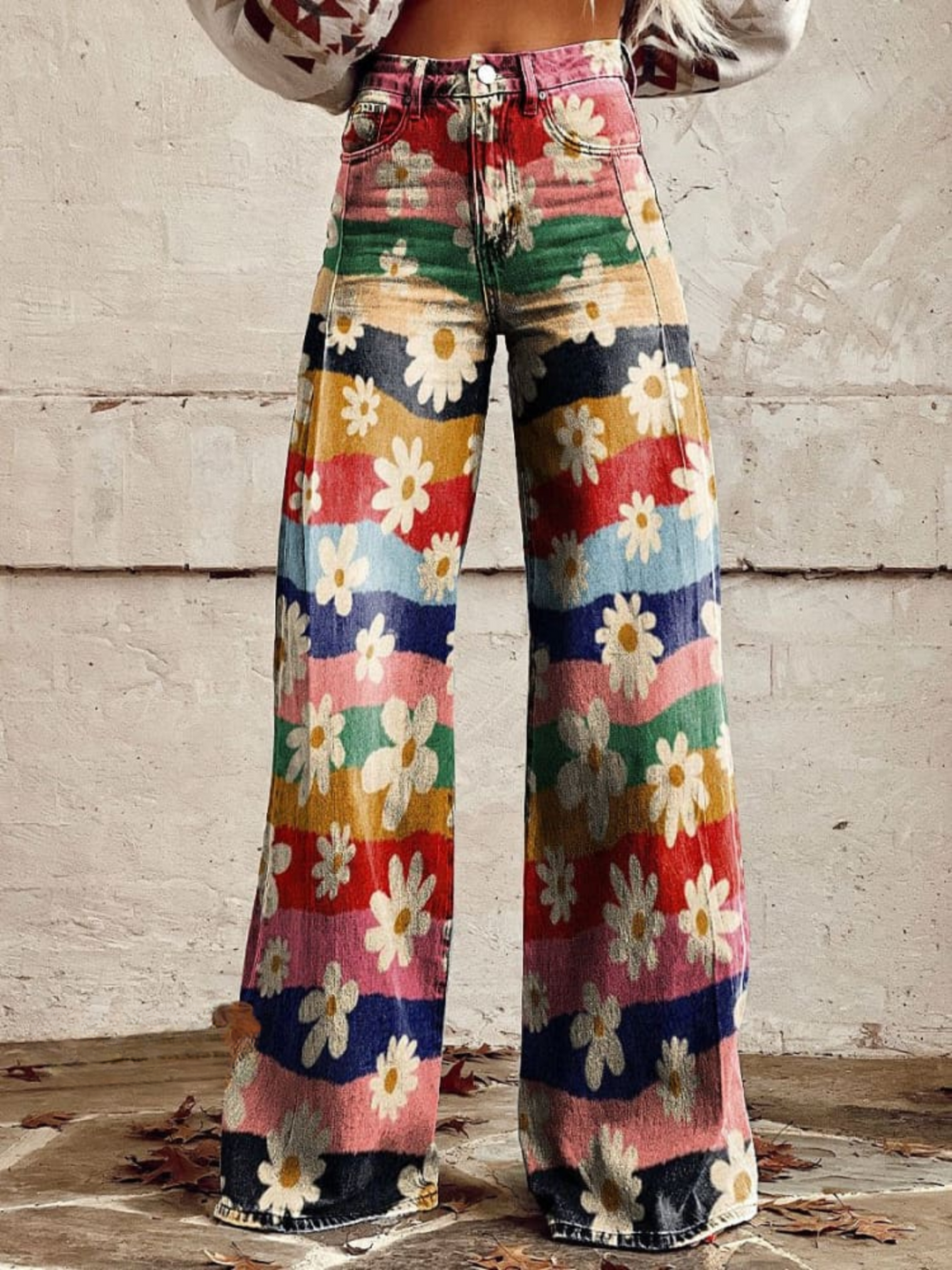 Léon - Pantaloni eleganți cu imprimeu floral