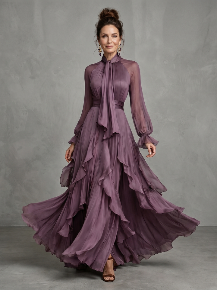 Demetria | Rochie maxi cu guler legat
