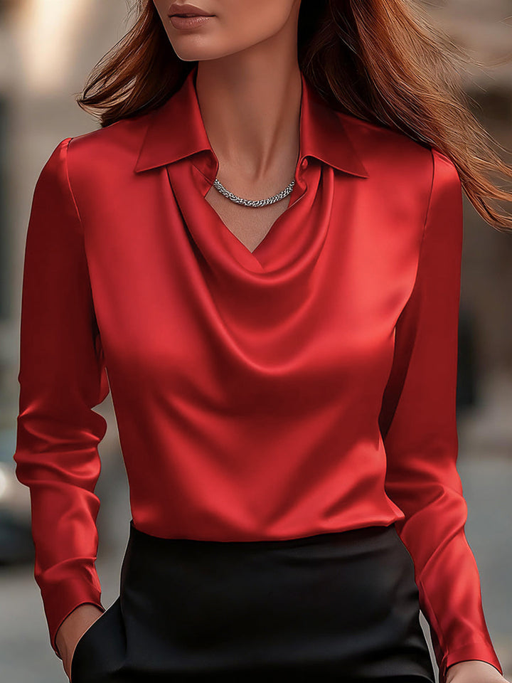 Élodine™ — Cămașă satinată elegantă cu mâneci lungi