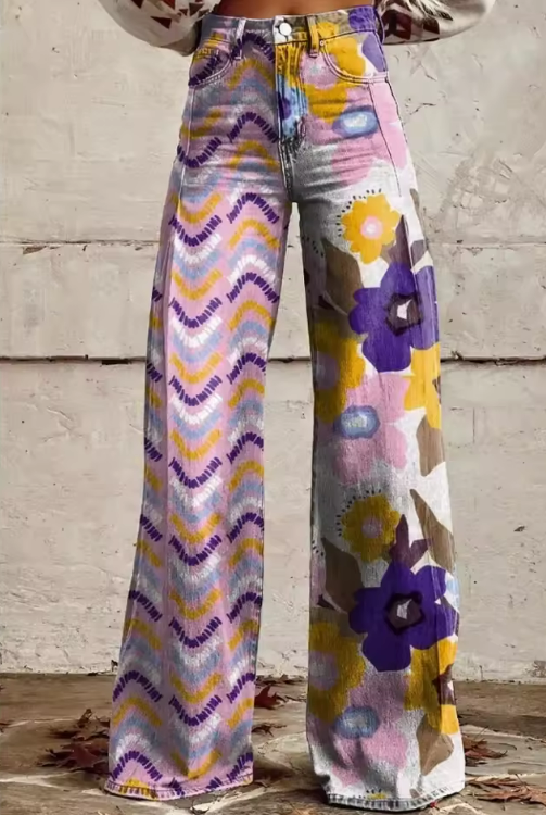 Isadora - Pantaloni boho cu flori