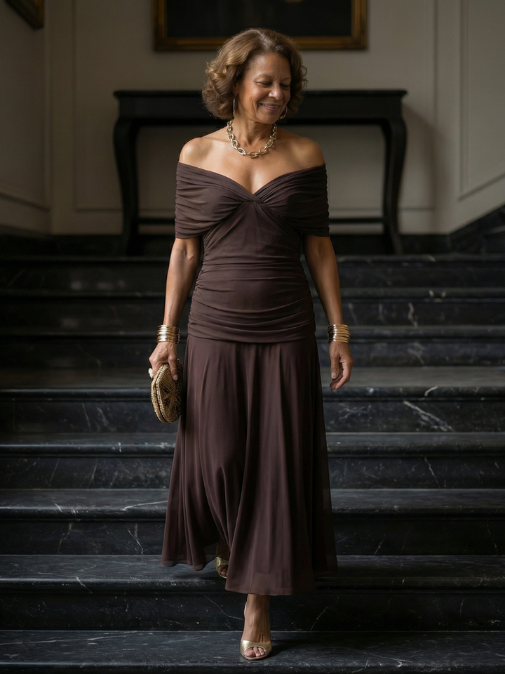 Calen | Rochie midi cu umerii goi