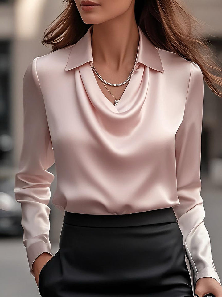 Élodine™ — Cămașă satinată elegantă cu mâneci lungi
