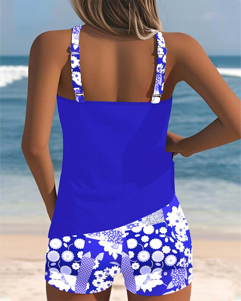 Colette | Swimsuit Tank Top with Printed Boxer Briefs