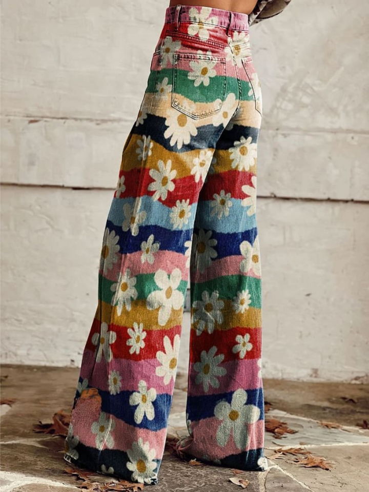 Léon - Pantaloni eleganți cu imprimeu floral