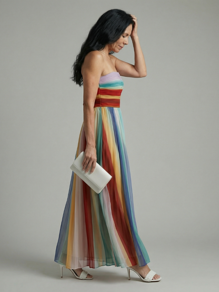Serene | Rochie maxi cu dungi subtile