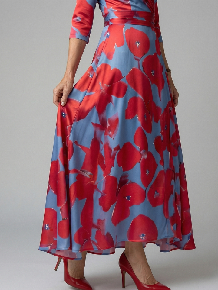 Celine | Rochie midi cu guler înfășurat