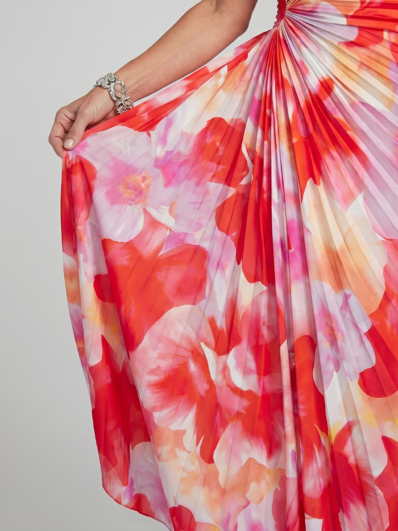 Taya | Rochie midi plisată cu un singur umăr
