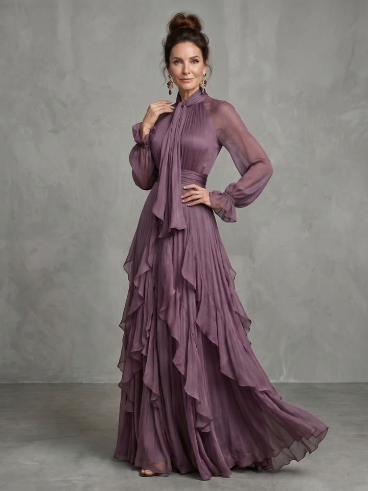 Demetria | Rochie maxi cu guler legat