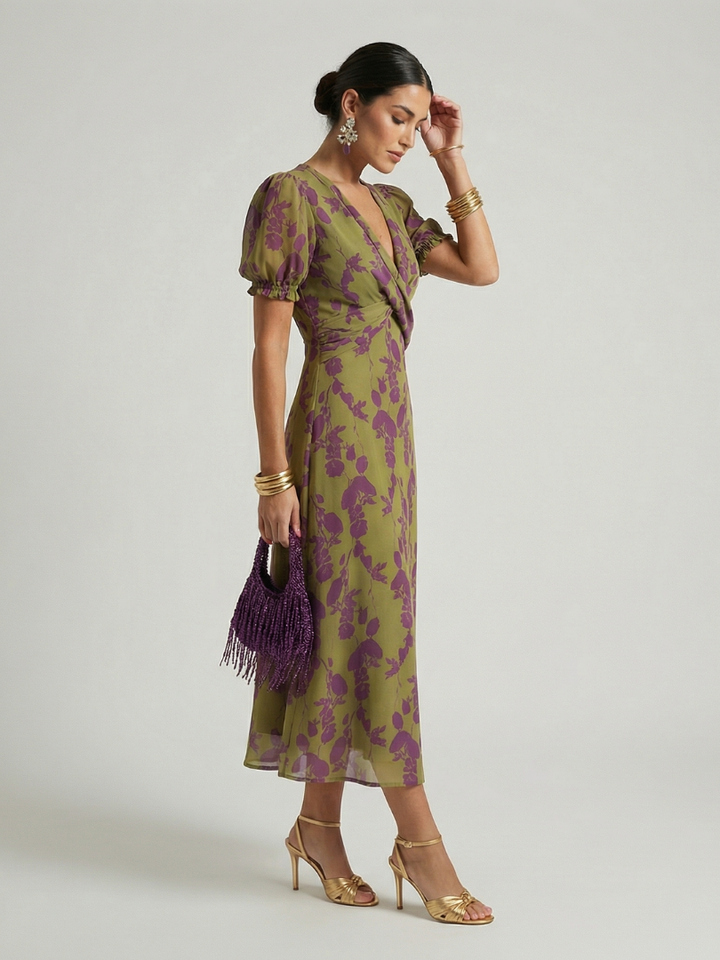 Virel | Rochie midi lejeră cu imprimeu floral