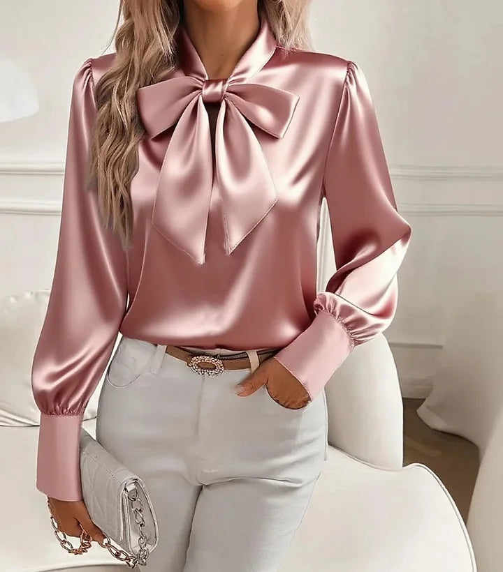 Élodine™ — Cămașă satinată elegantă cu mâneci lungi