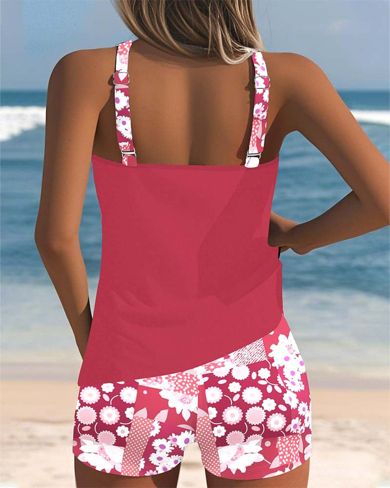 Colette | Swimsuit Tank Top with Printed Boxer Briefs