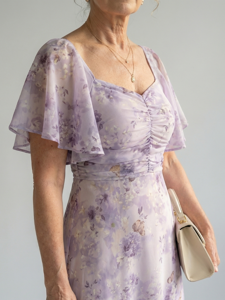 Vaelis | Rochie midi cu mâneci fluturate