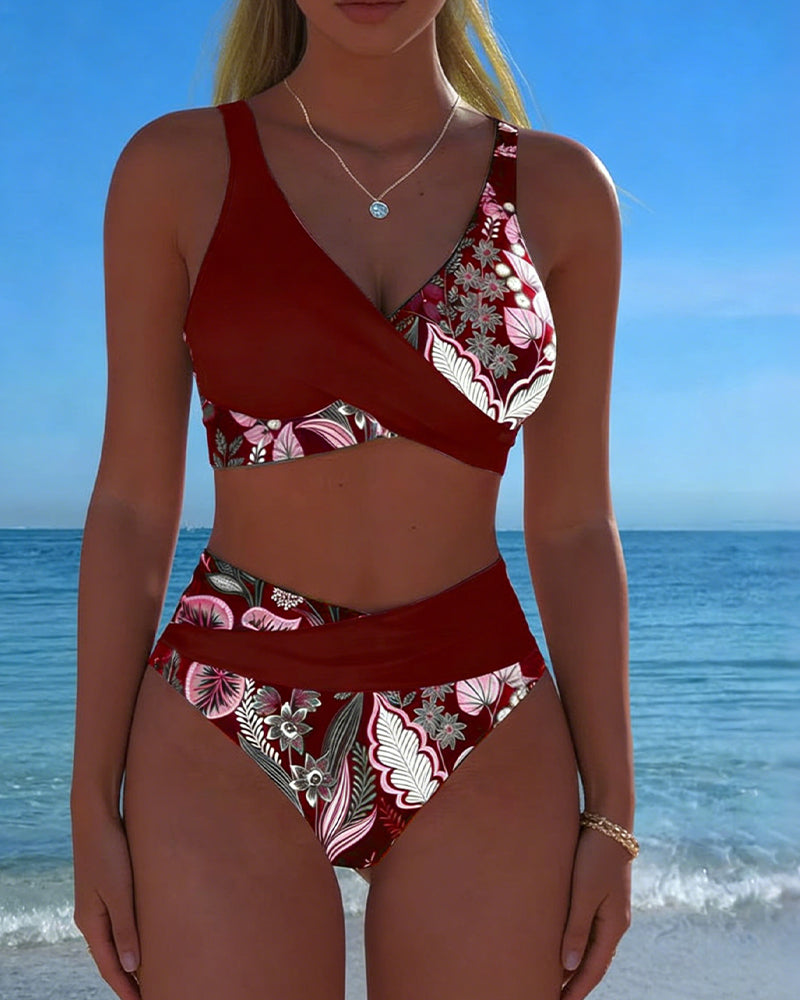 Mirela™ — Bikini Floral cu Croială Regulară