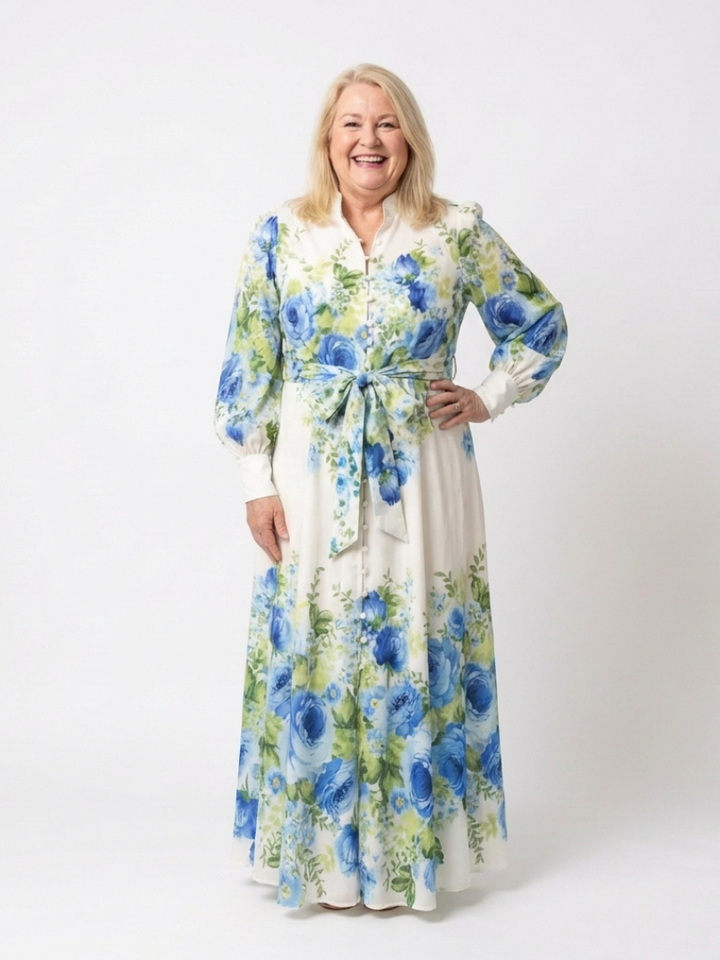 Harper | Rochie maxi cu mânecă lungă