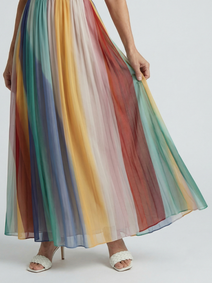 Serene | Rochie maxi cu dungi subtile