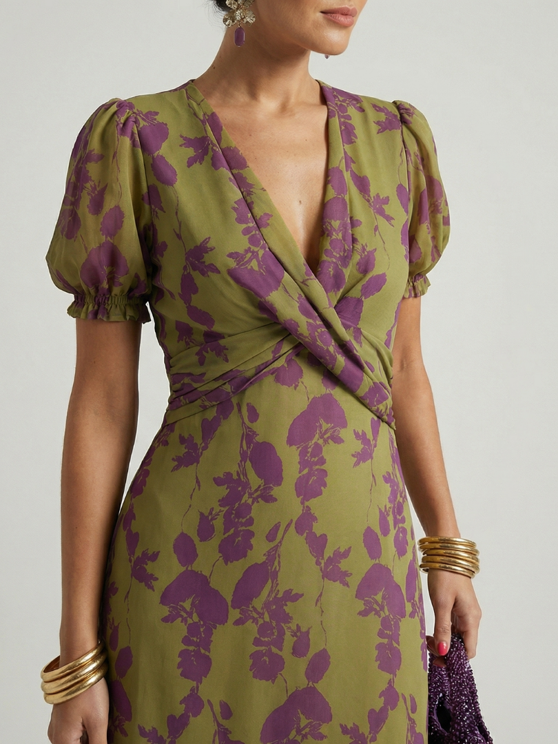 Virel | Rochie midi lejeră cu imprimeu floral