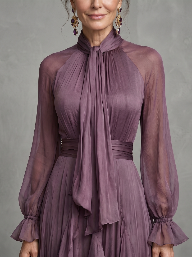 Demetria | Rochie maxi cu guler legat