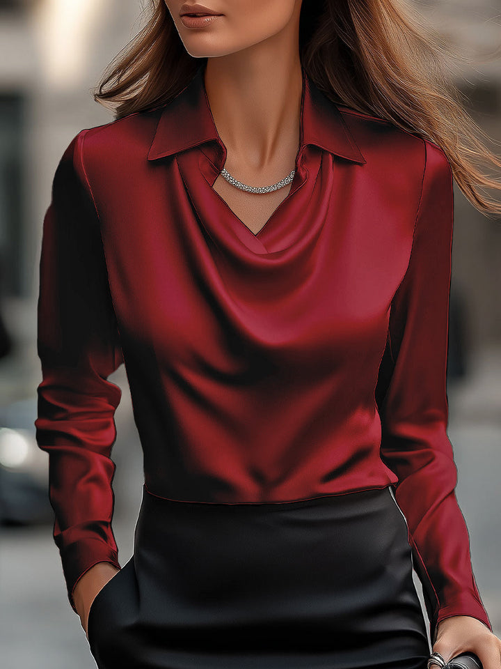 Élodine™ — Cămașă satinată elegantă cu mâneci lungi