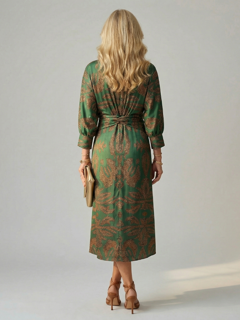Lune | Rochie midi naturală, înfășurată