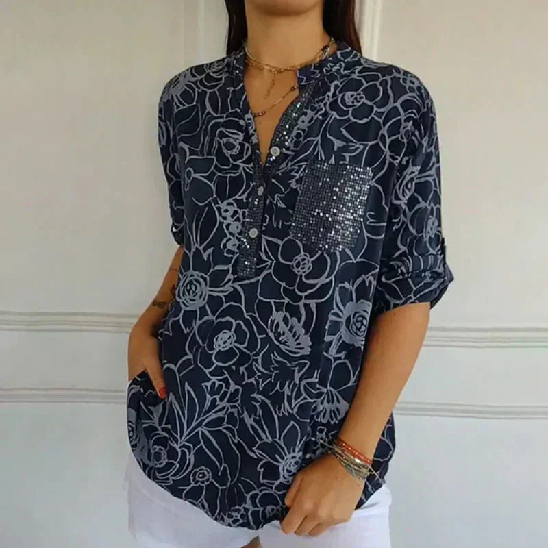 Coralie™ — Bluză elegantă cu imprimeu rafinat