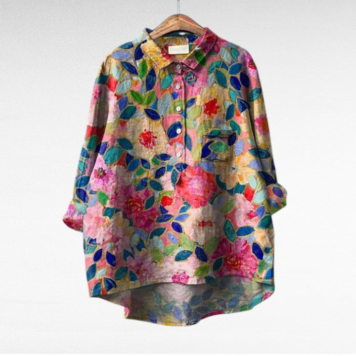 Rosélina™ — Cămașă florală artistică, fluidă și elegantă
