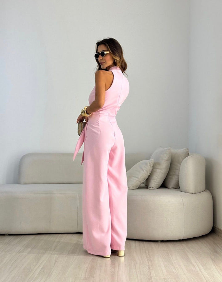 Roxana™ — Set elegant cu alătură la gât și pantaloni largi