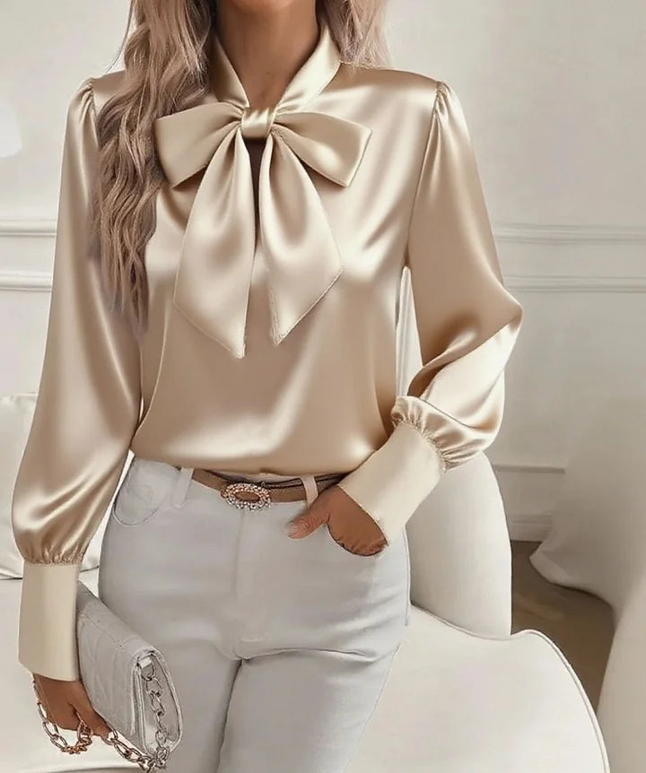 Élodine™ — Cămașă satinată elegantă cu mâneci lungi