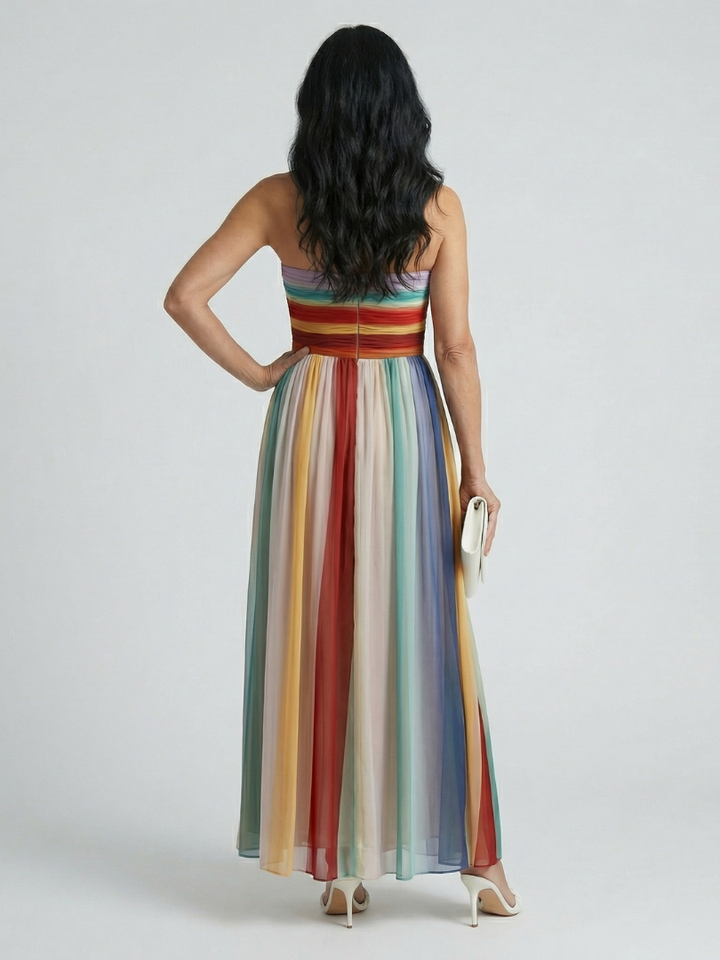 Serene | Rochie maxi cu dungi subtile