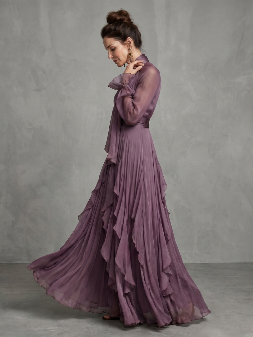 Demetria | Rochie maxi cu guler legat