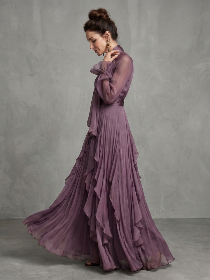 Demetria | Rochie maxi cu guler legat