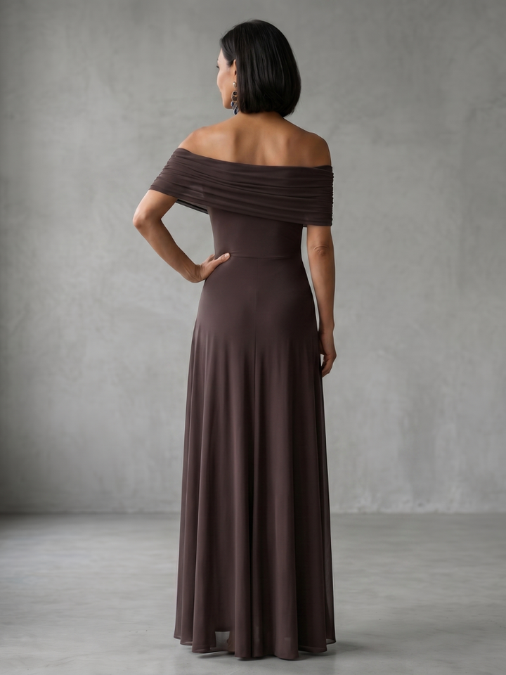 Juni | Rochie midi drapată cu umeri goi