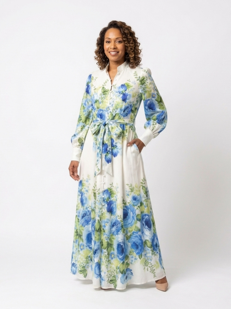 Harper | Rochie maxi cu mânecă lungă