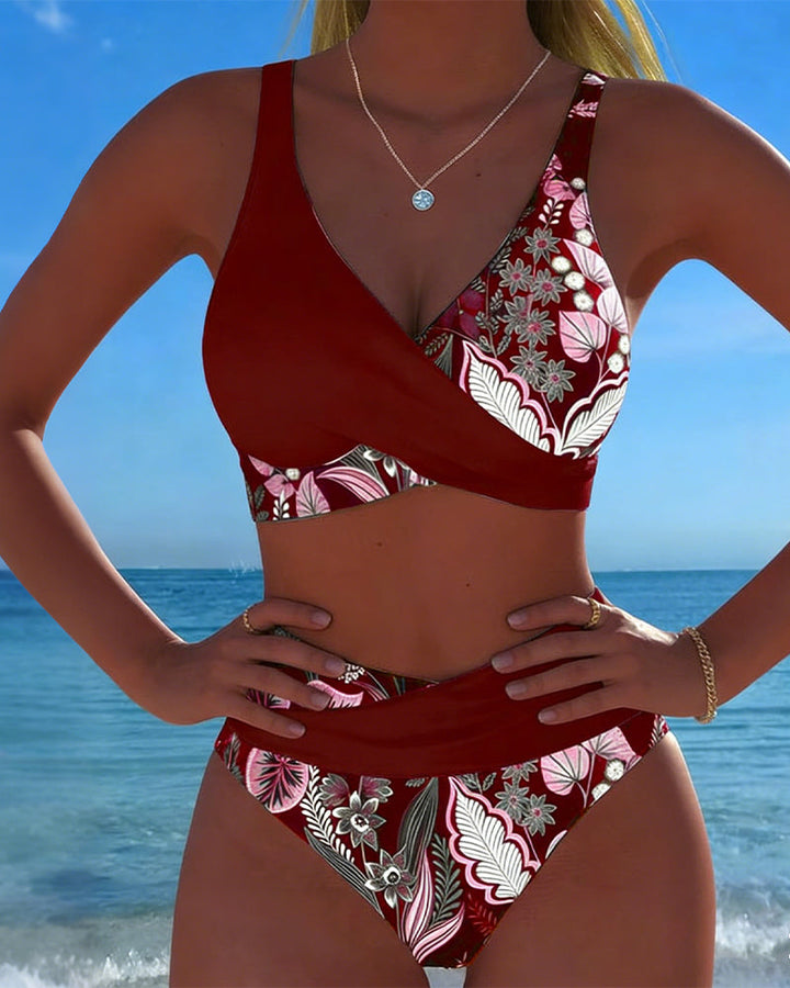 Mirela™ — Bikini Floral cu Croială Regulară